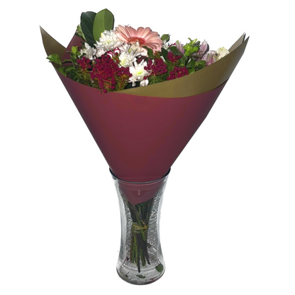 Emballage cellophane pour fleurs : Cardinal bicolore et doré (paquet de 20)