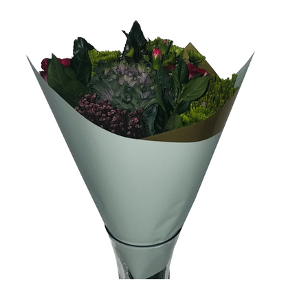 Emballage cellophane pour fleurs : vert sauge et or bicolore (paquet de 20)