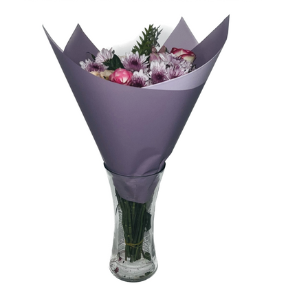 Emballage cellophane pour fleurs : deux tons violet foncé et violet clair (paquet de 20)