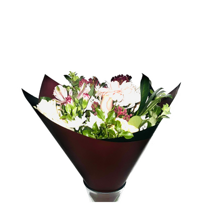 Emballage cellophane pour fleurs : deux tons, rouge vin et noir (paquet de 20)