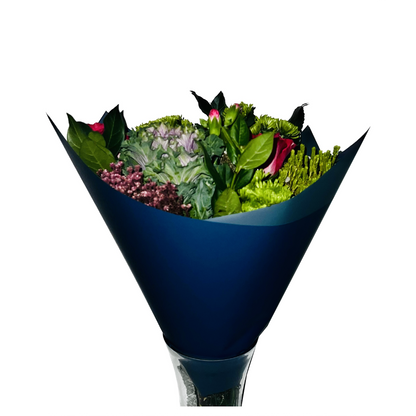 Cellophane Flower Wrap: Two Tone Indigo Blue & Steel Blue (Pack of 20)