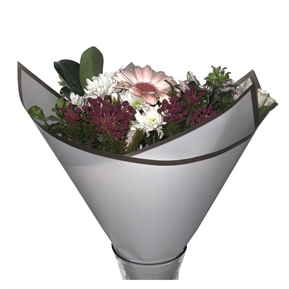 Emballage cellophane pour fleurs : rose crème semi-transparent avec bordure dorée (paquet de 20)