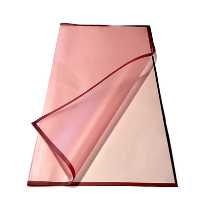 Emballage cellophane pour fleurs : semi-transparent rouge avec bordure rouge (paquet de 20)