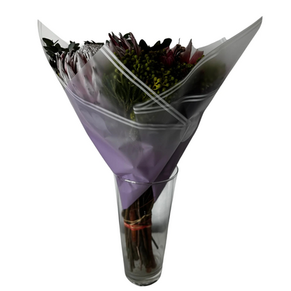 Cellophane Flower Wrap: Transparent Purple With White Border (Pack of 20)
