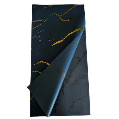 Emballage cellophane pour fleurs : marbre gris et doré (paquet de 20)
