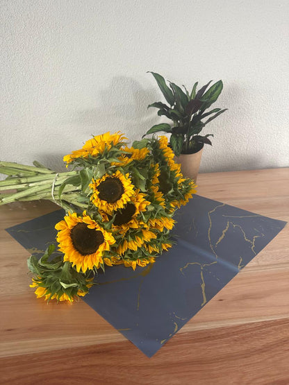 Emballage cellophane pour fleurs : marbre gris et doré (paquet de 20)