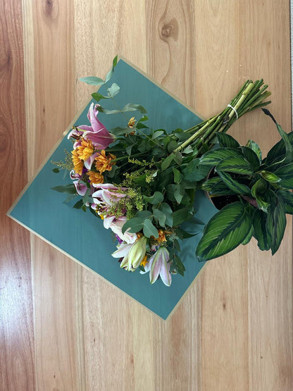 Cellophane Flower Wrap: Semi Transparent Dark Turquoise With Gold Border (Pack of 20)