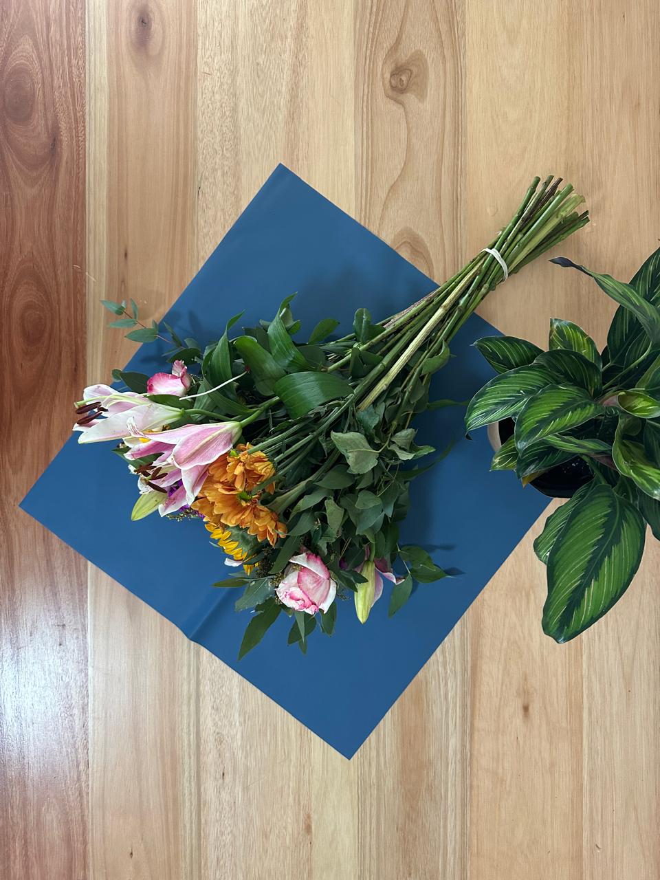 Cellophane Flower Wrap: Two Tone Indigo Blue & Steel Blue (Pack of 20)