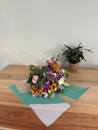Emballage de fleurs en cellophane : bordure dorée bicolore verte et blanche (paquet de 20)